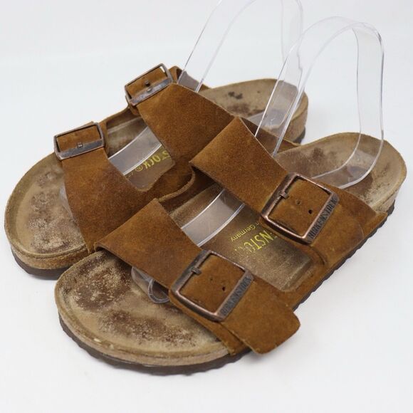 Birkenstock Shoes - Birkenstock Arizona Taupe Suede Leather Sandals Comfortable EU 37 US 6